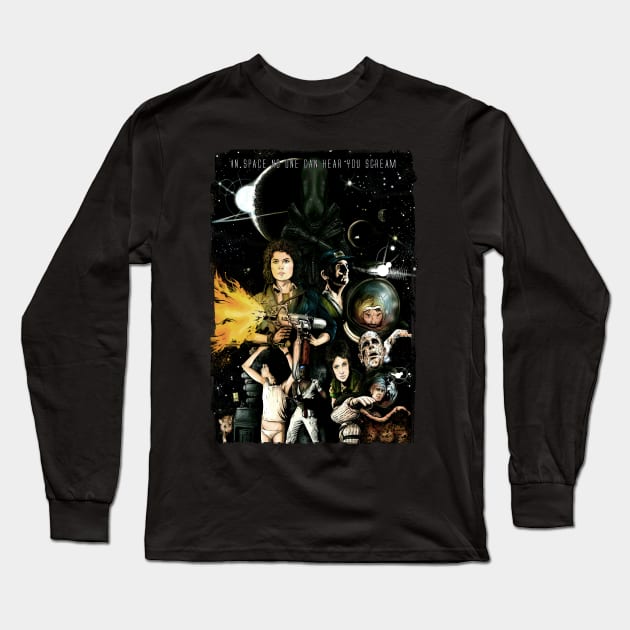 In Space No One Can Hear You Scream Long Sleeve T-Shirt by SimonBreeze